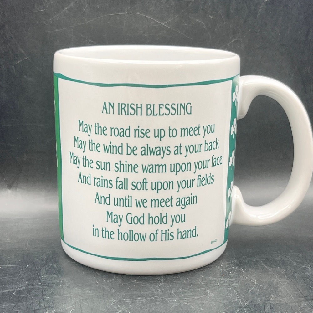 Vtg 1991 American Greetings Irish Blessing Shamrock Coffee Mug St. Pattys Day‎